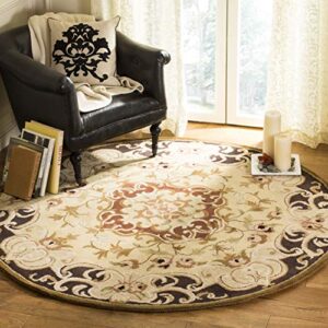 SAFAVIEH Classic Collection 6' Round Gold / Cola CL234B Handmade Traditional Oriental Premium Wool Area Rug