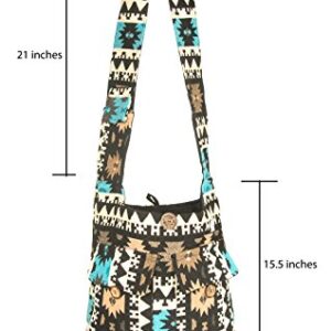 Tribe Azure Large Quilted Hobo Shoulder Bag Crossbody Sling Beach Travel (Blue Black)