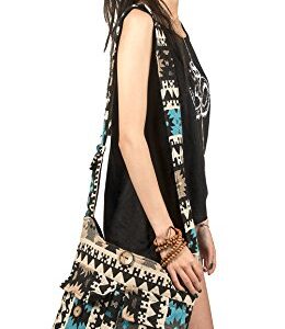 Tribe Azure Large Quilted Hobo Shoulder Bag Crossbody Sling Beach Travel (Blue Black)