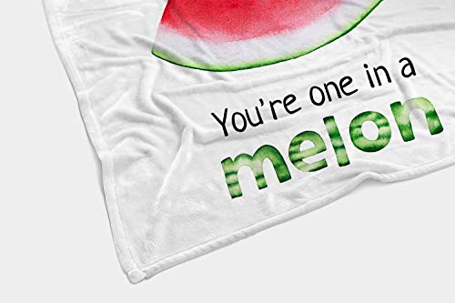 HGOD DESIGNS Watermelon Throw Blanket,Fresh Bright Red Watermelon Quote You are One in A Melon Soft Warm Decorative Throw Blanket for Baby Toddler or Pets Cat Dog 30"X40"