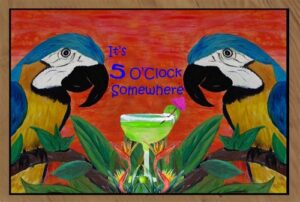 it’s 5 o’clock somewhere parrot head floor mat (36 x 60)