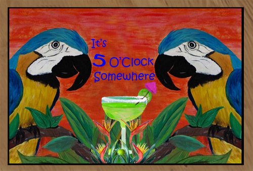 It's 5 O'Clock Somewhere Parrot Head Floor mat (36 x 60)