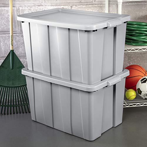 Sterilite 16796A04 Storage Tote, 30 gallon, Cement Lid and Base (Pack of 4)