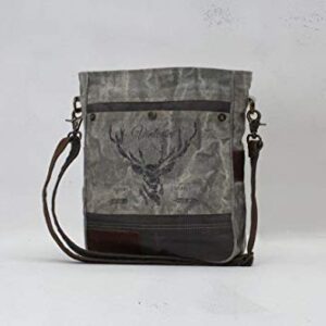 Myra Bag Royal Stag Vintage Upcycled Canvas Shoulder Bag S-0715