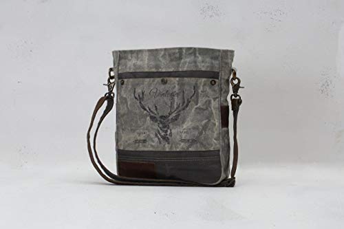 Myra Bag Royal Stag Vintage Upcycled Canvas Shoulder Bag S-0715