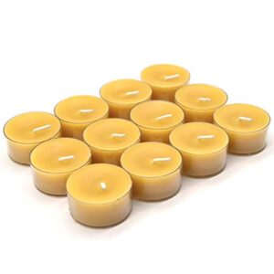 12pcs natural beeswax tealight candles – organic candle honey scent smokeless clean burning