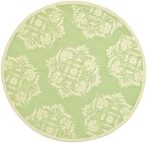 safavieh chelsea collection 5’6″ round green / beige hk359b hand-hooked french country wool area rug