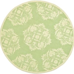 SAFAVIEH Chelsea Collection 5'6" Round Green / Beige HK359B Hand-Hooked French Country Wool Area Rug