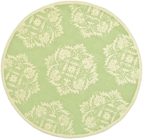 SAFAVIEH Chelsea Collection 5'6" Round Green / Beige HK359B Hand-Hooked French Country Wool Area Rug