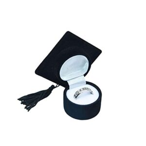 amosfun graduation cap shaped ring box creative jewelry storage box ring organizer case graduation gifts for celebration graduation party supplies (black)