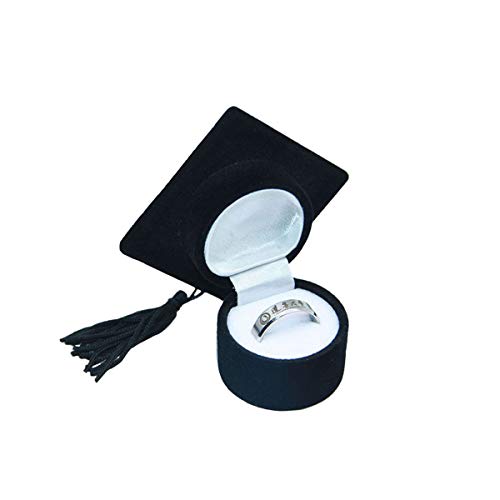 Amosfun Graduation Cap Shaped Ring Box Creative Jewelry Storage Box Ring Organizer Case Graduation Gifts for Celebration Graduation Party Supplies (Black)