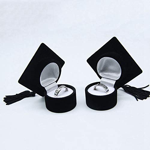 Amosfun Graduation Cap Shaped Ring Box Creative Jewelry Storage Box Ring Organizer Case Graduation Gifts for Celebration Graduation Party Supplies (Black)