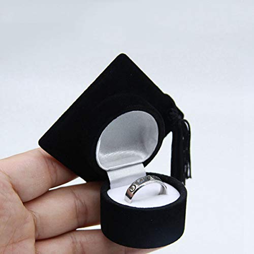 Amosfun Graduation Cap Shaped Ring Box Creative Jewelry Storage Box Ring Organizer Case Graduation Gifts for Celebration Graduation Party Supplies (Black)