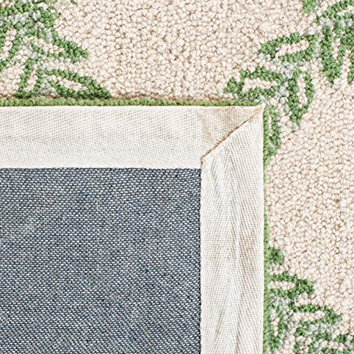 SAFAVIEH Chelsea Collection 1'8" x 2'6" Ivory / Light Green HK230B Hand-Hooked French Country Wool Accent Rug