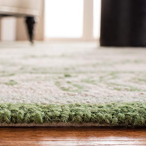 SAFAVIEH Chelsea Collection 1'8" x 2'6" Ivory / Light Green HK230B Hand-Hooked French Country Wool Accent Rug