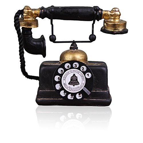 7 inch Creative Retro Telephones European Resin Rotary Dialing Telephone Decoration Cafe Bar Window Decorative Home Decoration Props (L: 7 1/4 inch X W: 3 1/8 inch X H: 6 1/4 inch)