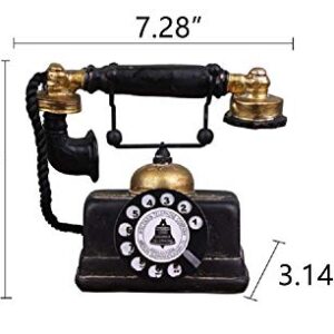 7 inch Creative Retro Telephones European Resin Rotary Dialing Telephone Decoration Cafe Bar Window Decorative Home Decoration Props (L: 7 1/4 inch X W: 3 1/8 inch X H: 6 1/4 inch)