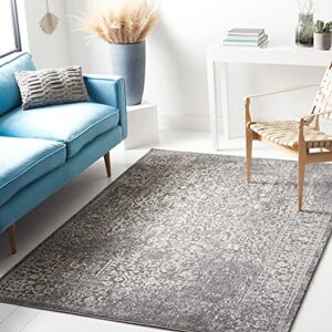 safavieh evoke collection 3′ square grey/ivory evk256d oriental distressed non-shedding living room bedroom accent rug