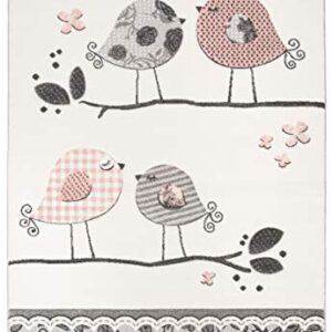 SAFAVIEH Carousel Kids Collection 5'3" x 7'6" Pink / Ivory CRK153P Birds Nursery Playroom Area Rug