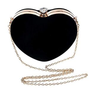 velvet heart shape clutch purses for women evening party tote with shoulder chain