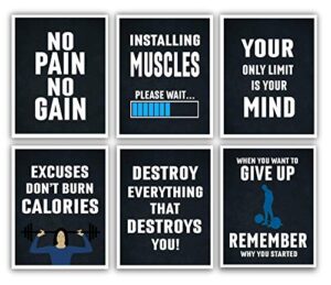 gym posters for home gym decor, motivational posters for gym, workout posters for home gym, motivational poster, fitness posters, workout room decor, inspirational posters, gym wall art, set of 6 11×14″
