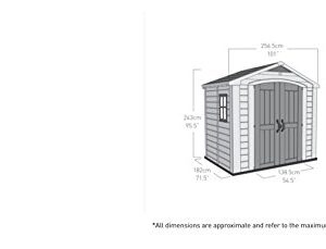 Keter Factor 8x6 Large Resin Outdoor Shed for Patio Furniture, Lawn Mower, and Bike Storage, Taupe/Brown