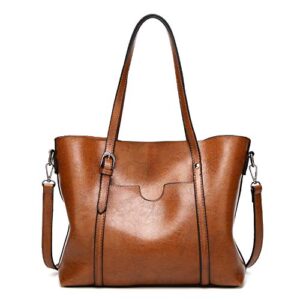 women’s tote organizer top handle satchel handbags shoulder bag tote purse crossbody bag (brown)