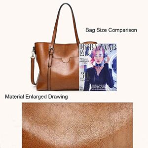 Women’s Tote Organizer Top Handle Satchel Handbags Shoulder Bag Tote Purse Crossbody Bag (Brown)