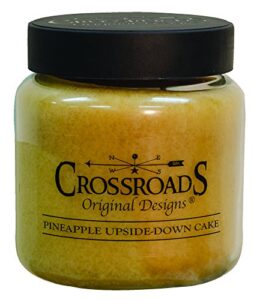 crossroads pineapple upside down cake jar candle, 16oz, yellow