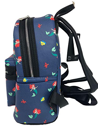 Loungefly Disney Little Mermaid Ariel Flounder Sebastian AOP Mini Backpack