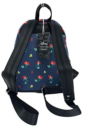 Loungefly Disney Little Mermaid Ariel Flounder Sebastian AOP Mini Backpack