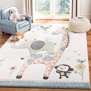 safavieh carousel kids collection 4′ x 6′ ivory crk120a animal nursery playroom area rug