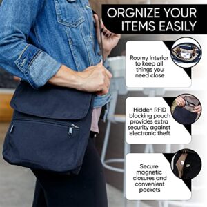 Nylon Crossbody Purse - Hidden RFID Pocket - Includes Lifetime Lost & Found ID