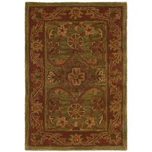 safavieh golden jaipur collection 2’3″ x 4′ green / rust gj250a handmade traditional premium wool accent rug