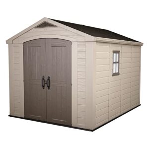 keter factor 8 x 11 resin large outdoor storage shed, 8×11, taupe