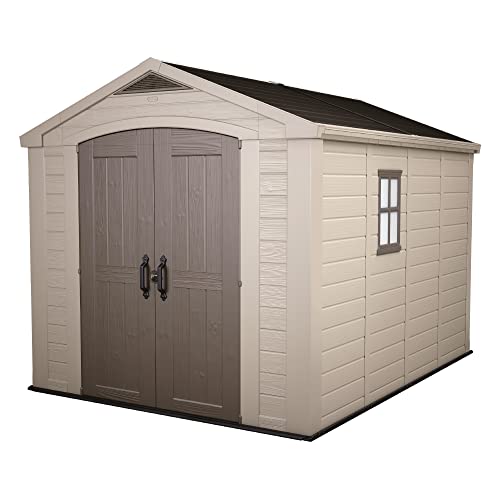 Keter Factor 8 x 11 Resin Large Outdoor Storage Shed, 8x11, Taupe