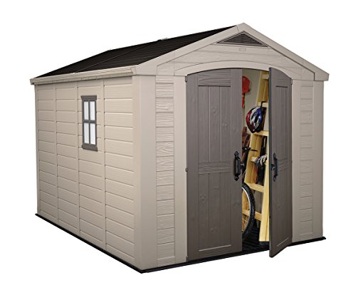 Keter Factor 8 x 11 Resin Large Outdoor Storage Shed, 8x11, Taupe