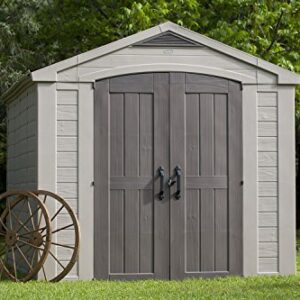 Keter Factor 8 x 11 Resin Large Outdoor Storage Shed, 8x11, Taupe