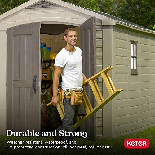 Keter Factor 8 x 11 Resin Large Outdoor Storage Shed, 8x11, Taupe