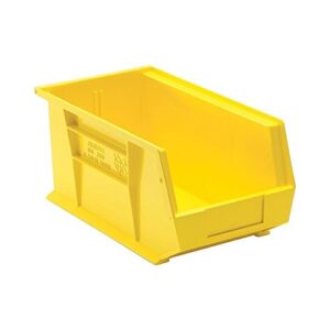 quantum storage systems k-qus240yl-3 3-pack stack and hang plastic bin storage containers, 14″ x 8″ x 7″, yellow