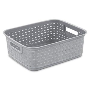 sterilite short weave wicker pattern storage container basket, gray (18 pack)