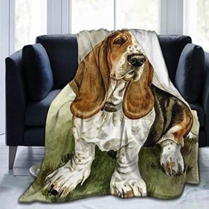 basset hound dog blanket throw blankets soft portable blankets twin, travel size for men women-summer spring fall for home living room, bedroom, couch, patio housewarming gifts 60×50 in