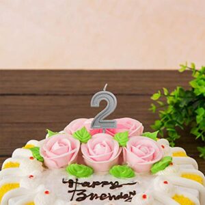 LUTER Silver Glitter Happy Birthday Cake Candles Number Candles Number 5 Birthday Candle Cake Topper Decoration for Party Kids Adults (Number 5)