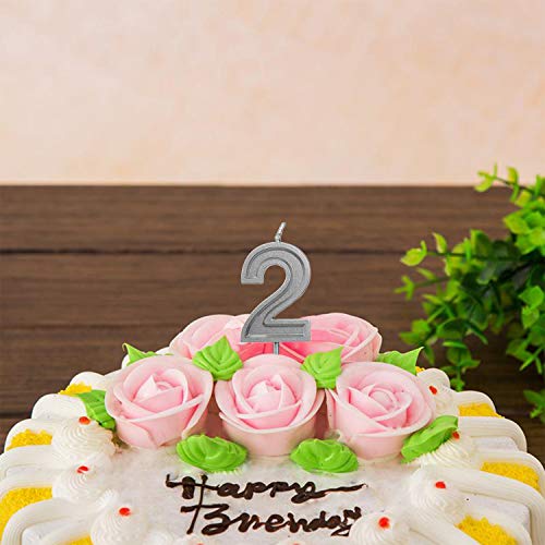 LUTER Silver Glitter Happy Birthday Cake Candles Number Candles Number 5 Birthday Candle Cake Topper Decoration for Party Kids Adults (Number 5)