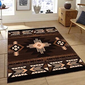 southwest native american indian chocolate carpet area rug (8 feet x 10 feet)