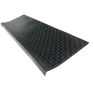 rubber-cal “diamond-plate non-slip rubber tread stair mats (6 pack), black