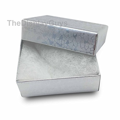 25 pcs Silver Cotton Filled Jewelry Display Gift Boxes