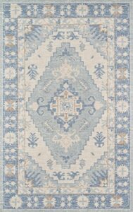 momeni anatolia wool and nylon area rug, 5’3″ x 7’6″, blue