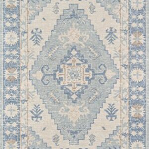 Momeni Anatolia Wool and Nylon Area Rug, 5'3" X 7'6", Blue