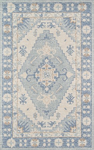 Momeni Anatolia Wool and Nylon Area Rug, 5'3" X 7'6", Blue